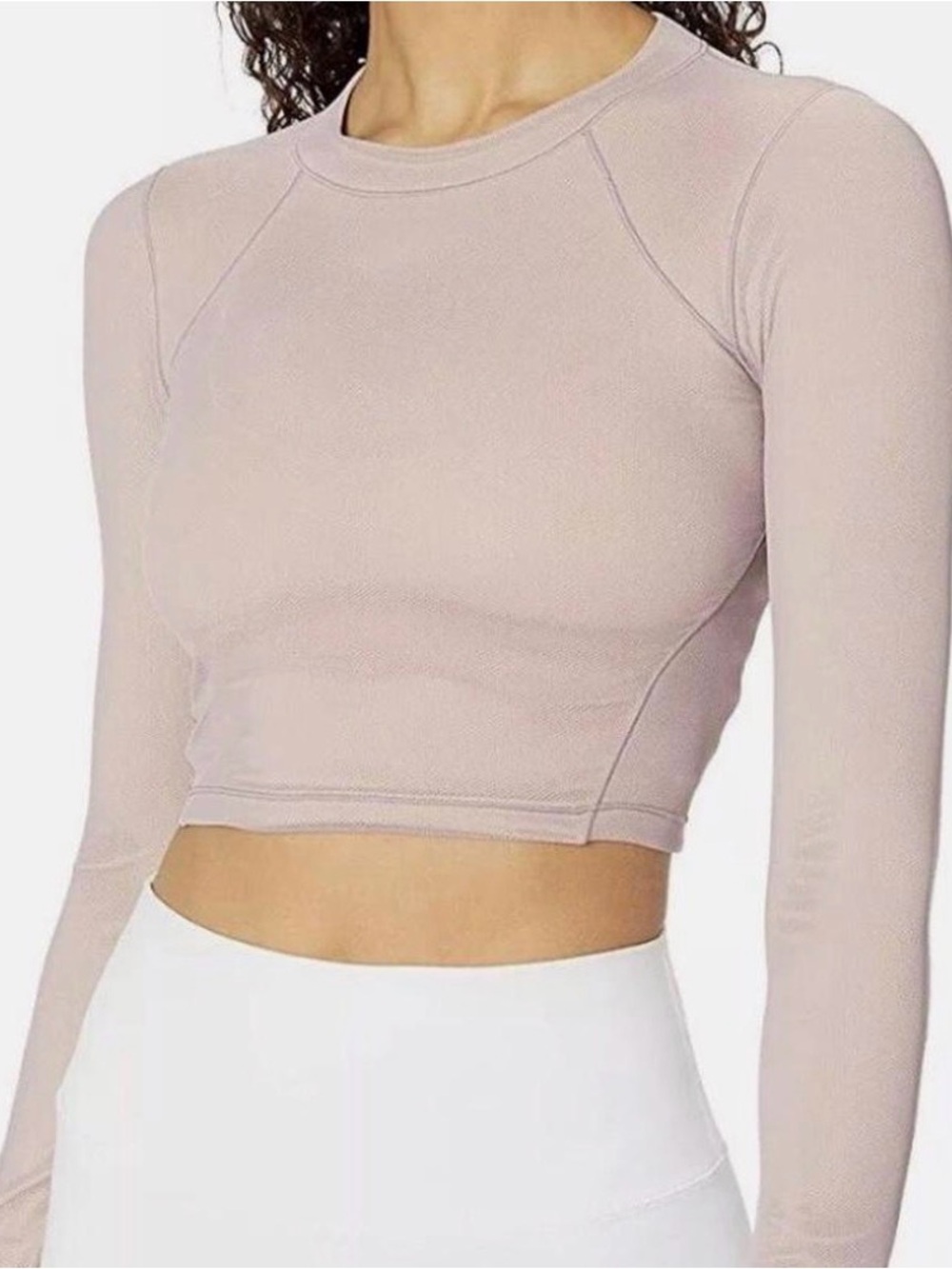lululemon athletica Long-Sleeve Crop Top in Light Mauve